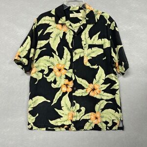 VTG Hawaiian Shirt Men's M 100% Silk Floral Short Sleeve Button Up Tropical